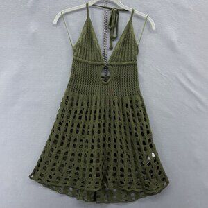 Edikted Olive Green Crochet Mini Dress
